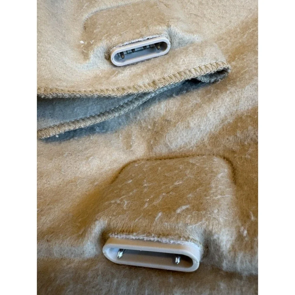 Vtg Biddeford Heated Blanket Queen Beige Dual Controllers Acrylic 82”W X 88”L